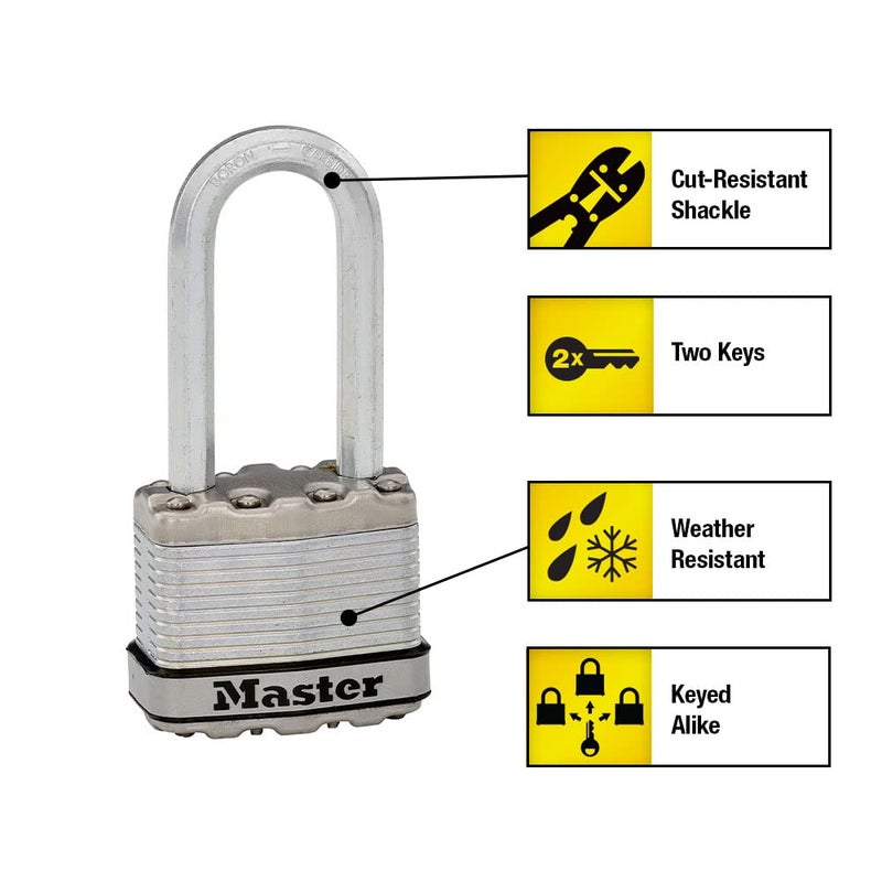 Master Lock M1XTRILH Magnum Heavy Duty Padlock with Key, 3 Pack Keyed-Alike - Image 2